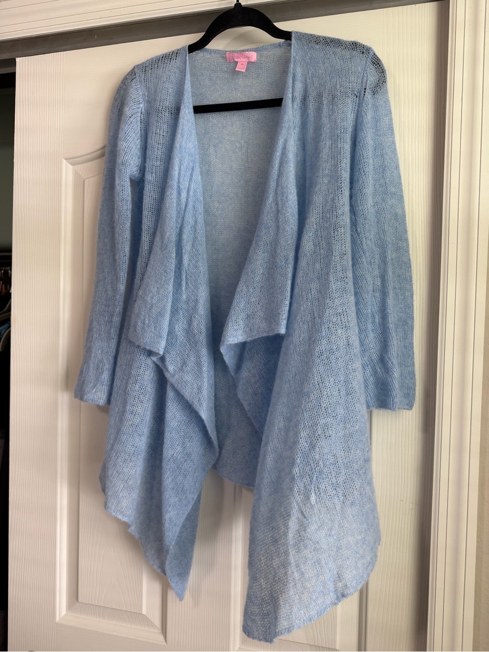 Lilly Pulitzer Cashmere Light Blue Waterfall Open Cardigan Sweater